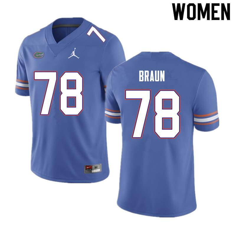NCAA Florida Gators Josh Braun Women's #78 Nike Blue Stitched Authentic College Football Jersey GDF8864FT